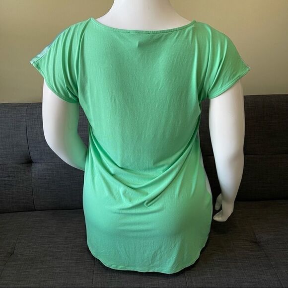 Asymmetrical Mixed Media Blue & Green Tunic - Picture 4 of 4